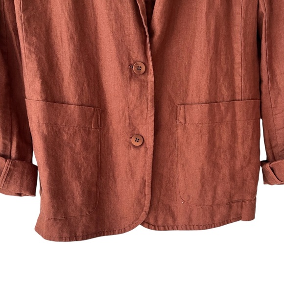 Eileen Fisher Women’s Organic Linen Rust Colored Blazer size M - Picture 5 of 8
